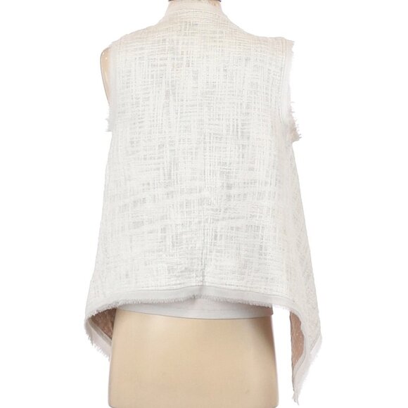 Alberto Makali Off White Open Front Flyaway Vest with Raw Hem Size Small - Picture 3 of 3